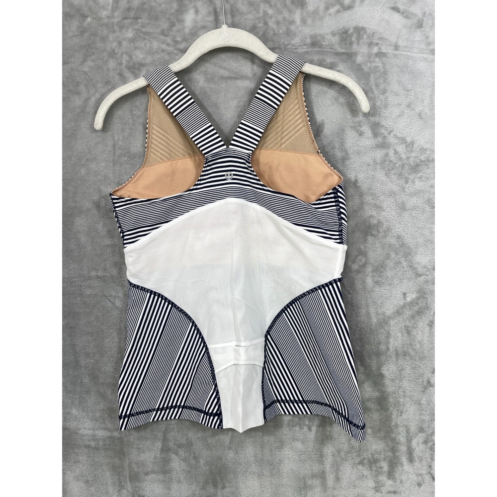 LULULEMON SIZE 10 TANK TOP MESH BACK YOGA TANKINI BLUE WHITE STRIPED PADDED - Picture 2 of 8